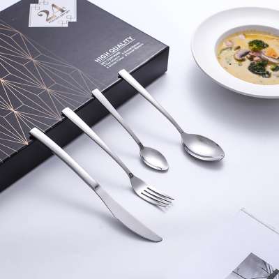 Hot Sale Banquet Wedding Silver 24Pcs Kitchen Cutlery Serving Dinner Knife Fork Spoon Set Stainless Steel Cutlery Flatware Sets