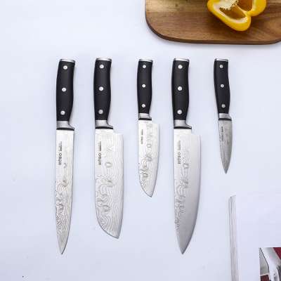 Sharp Cleaver Slicing Gift Knife Set Laser Damascus Steel Kitchen Knives Chef Kitchen Knife