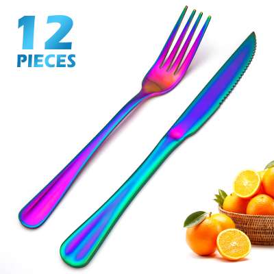 Wholesale Yasite Iridesce Used Restaurant Fork Knife Sets Cutlery 18/0 Cutlery Design Tableware Set Stainless Steel Flatware Set