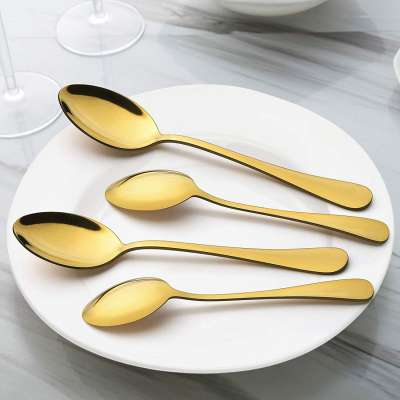 Yasite Shiny Mirror Polish Dining Brushed Gold Cutlery Table Knife Bulk Gold Plated Spoons Unique Golden Flatware Cutlery Set