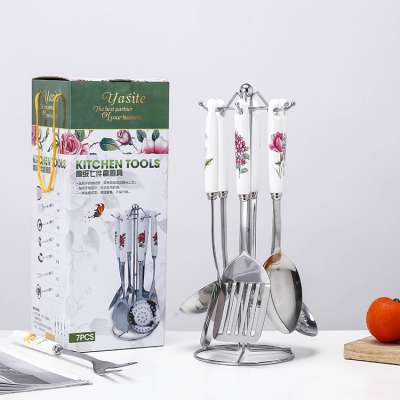 Modern Kitchen Tools 7Pcs Set Utensil Stainless Steel Cooking Kitchen Utensils With Ceramic Handle