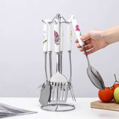 Stainless Steel 7Pcs Kitchen Tools Set Cooking Utensil Kitchen Utensils With Ceramic Handle