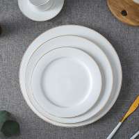 Dinner plates europestyle high quality good price bone china plate set durable gold rim ceramic plates dishes restaurant